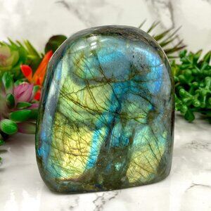 Labradorite Freeform 4.25" Tall Polished Flashy Spectrolite Crystal Home Decor